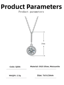 Detailed specs of S925 silver 1ct Moissanite necklace with 24mm snowflake pendant dimensions