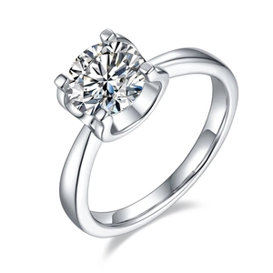 Classic S925 sterling silver moissanite ring featuring a brilliant round solitaire setting