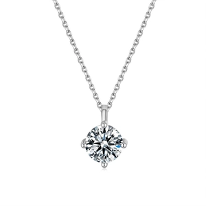 Collier en argent sterling S925 avec moissanite de 1 carat et monture classique à 4 griffes