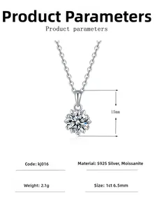 Specifiche del ciondolo a fiocco in argento S925 con moissanite da 1ct e dimensioni