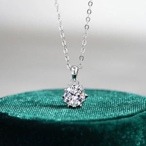 Collana in Argento Sterling S925 con Moissanite Ciondolo a Fiocco di Neve Zirconia Catena da Clavicola Gioielli Donna Regalo