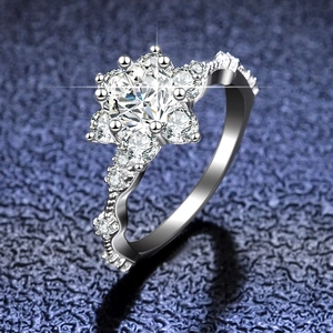 925 Sterling Silver Moissanite Sunflower Ring For Women Classic Six Prong Engagement Proposal Wedding Ring Bridal Jewelry Gift
