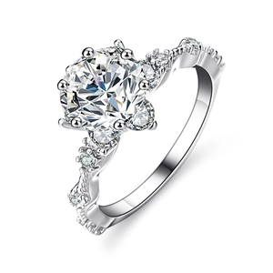 Classic 925 sterling silver ring with 5 carat moissanite and unique textured band