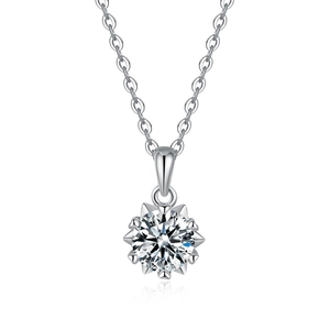 Collana classica con fiocco di neve in argento S925 e brillante moissanite da 1 carato