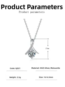 Detailed product specifications for the S925 sterling silver 1ct moissanite pendant necklace