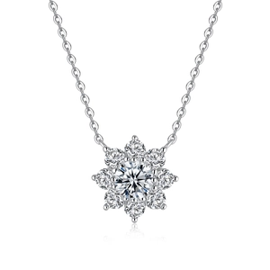 925 sterling silver moissanite sunflower necklace with classic six-claw pendant design
