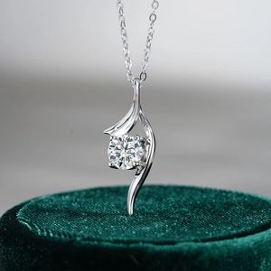 S925 Sterling Silver Pendant 1 Carat Moissanite Necklace For Women Elegant Classic Design Jewelry Gift For Her