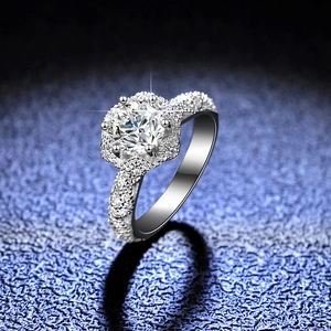 Luxury 925 Sterling Silver Moissanite Ring Six-Prong Round Cut Zirconia Wedding Engagement Ring With GRA Certificate For Women Jewelry