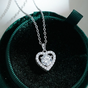 925 Sterlingsilber Herz Anhänger Halskette 1 Karat Moissanit Zirkonia Eingelegt Schmuck Romantisches Geschenk Für Damen
