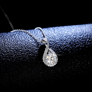Collier Moissanite en Argent Sterling 925 Pendentif Goutte d'eau en Forme de Poire 1 Carat D Couleur Zirconia Collier Femme Bijoux