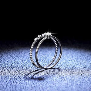 Elegant silver 925 moissanite layered ring set with sparkling zircon stones