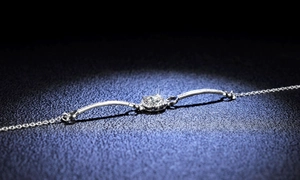 Elegant 925 sterling silver moissanite bracelet with a brilliant halo solitaire setting