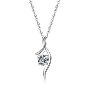 Classic 1 carat moissanite pendant necklace in S925 sterling silver with swirl design