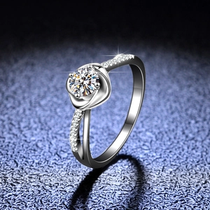 925 Sterling Silver Flower Ring D Color Moissanite Zirconia Inlaid Wedding Engagement Finger Ring For Women Jewelry Gift