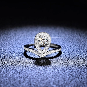 Anello Corona in Argento Sterling 925 per Donna Anello Halo in Zirconia a Forma di V Regolabile Gioielli per Matrimonio