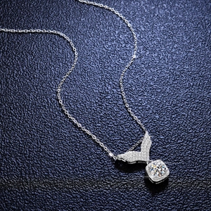 925 Sterling Silver Angel Wings Moissanite Pendant Necklace For Women Sparkling Zirconia Wing Heart Design Fashion Jewelry