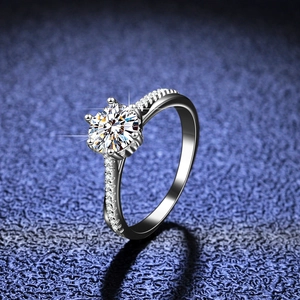 925 Sterling Silver Moissanite Ring Six-Prong Twisted Braided Vine Engagement Wedding Ring For Women Silver Jewelry