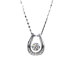 Dancing heart S925 sterling silver horseshoe necklace with moissanite pendant