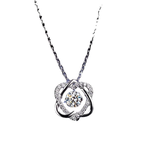 S925 sterling silver infinity double heart pendant necklace with sparkling moissanite stone