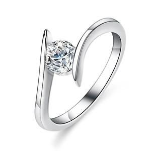 Elegant 925 sterling silver moissanite ring with a modern criss-cross streamline design