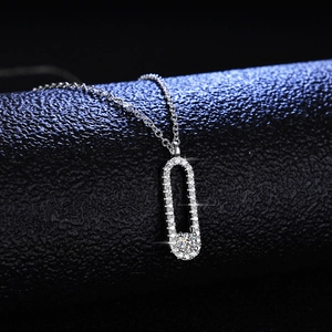 Collier Pendentif Épingle de Sûreté en Argent Sterling S925 Moissanite pour Femme Minimaliste Incrusté de Zirconia Bijoux