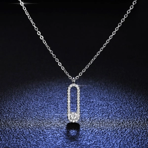 Collier épingle de nourrice en argent sterling S925 avec pendentif en moissanite