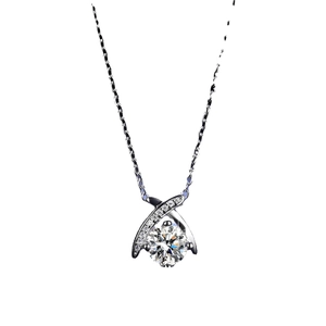 Collier classique en argent S925 avec moissanite de 1 carat et accents de diamants pavés