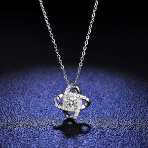 925 Sterling Silver Moissanite Zirconia Pendant Necklace For Women Elegant Clover Windmill Fashion Jewelry Valentine Gift