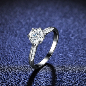 925 Sterling Silver Moissanite Ring Six Claw Inlaid Zirconia Simple Fashion Adjustable Ring For Women Wedding Jewelry Gift