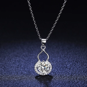 Collana in Argento Sterling 925 con Moissanite Ciondolo a Calebasse Classico Zirconia Gioielli per Donna Matrimonio Banchetto Regalo