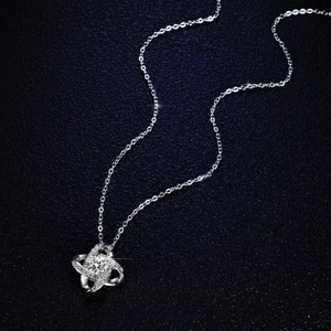 S925 Sterling Silver Four-Leaf Clover Necklace with 1 Carat Moissanite Pendant for Women