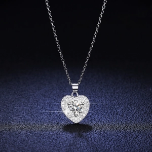 Collier Pendentif Cœur en Argent Sterling 925 Avec Pierres Moissanite Zirconia Bijoux Élégants Romantiques Cadeau pour Femme