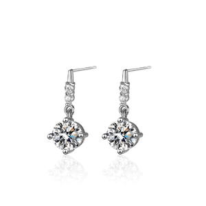Élégantes boucles d'oreilles pendantes en argent S925 avec moissanite et pampilles
