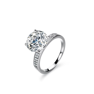 Bague classique en argent S925 avec monture à quatre griffes et moissanite de 5 carats