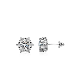 Élégantes boucles d'oreilles flocon de neige en argent S925 avec pierres moissanite