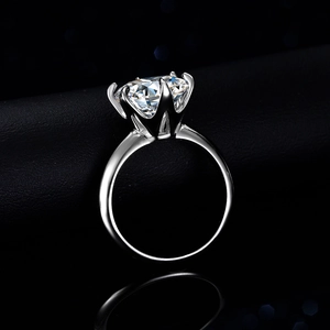 Classic 925 sterling silver 5 carat moissanite engagement ring with six prong setting