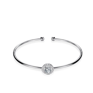 Elegante bracciale rigido in argento 925 con pietra centrale moissanite tonda