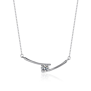 S925 sterling silver necklace featuring a 1-carat moissanite in a cross lightning pendant