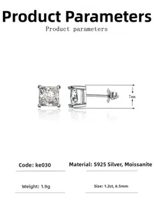 Specifiche dettagliate sulle dimensioni degli orecchini in moissanite argento S925