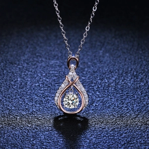 925 Sterling Silver Moissanite Pendant Necklace Elegant Teardrop Heart Design Moving Stone Jewelry For Women Anniversary Gift