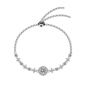 925 silver moissanite bracelet with adjustable slide clasp and star charms