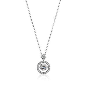 925 sterling silver necklace featuring 1ct moissanite dancing stone pendant and chain