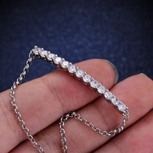 925 sterling silver moissanite tennis bracelet featuring round cut cubic zirconia stones