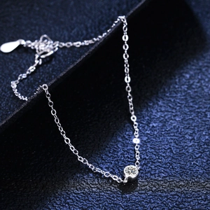 Elegant 925 sterling silver moissanite bubble pendant necklace on a blue background