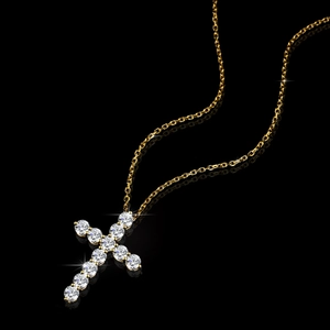 925 silver large cross pendant necklace with sparkling moissanite on black mirror