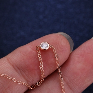 Elegant 925 sterling silver bubble bracelet with round moissanite in rose gold finish
