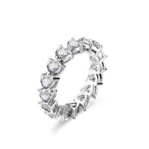 Sparkling S925 silver heart cut eternity ring featuring moissanite stones and openwork details