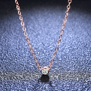 Classic 1 carat moissanite solitaire necklace in rose gold over 925 sterling silver