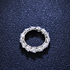 Eternity ring with marquise-cut white stones in S925 sterling silver prong setting