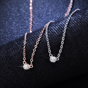 Minimalist 925 silver 1ct moissanite pendant necklaces in rose gold and silver finishes